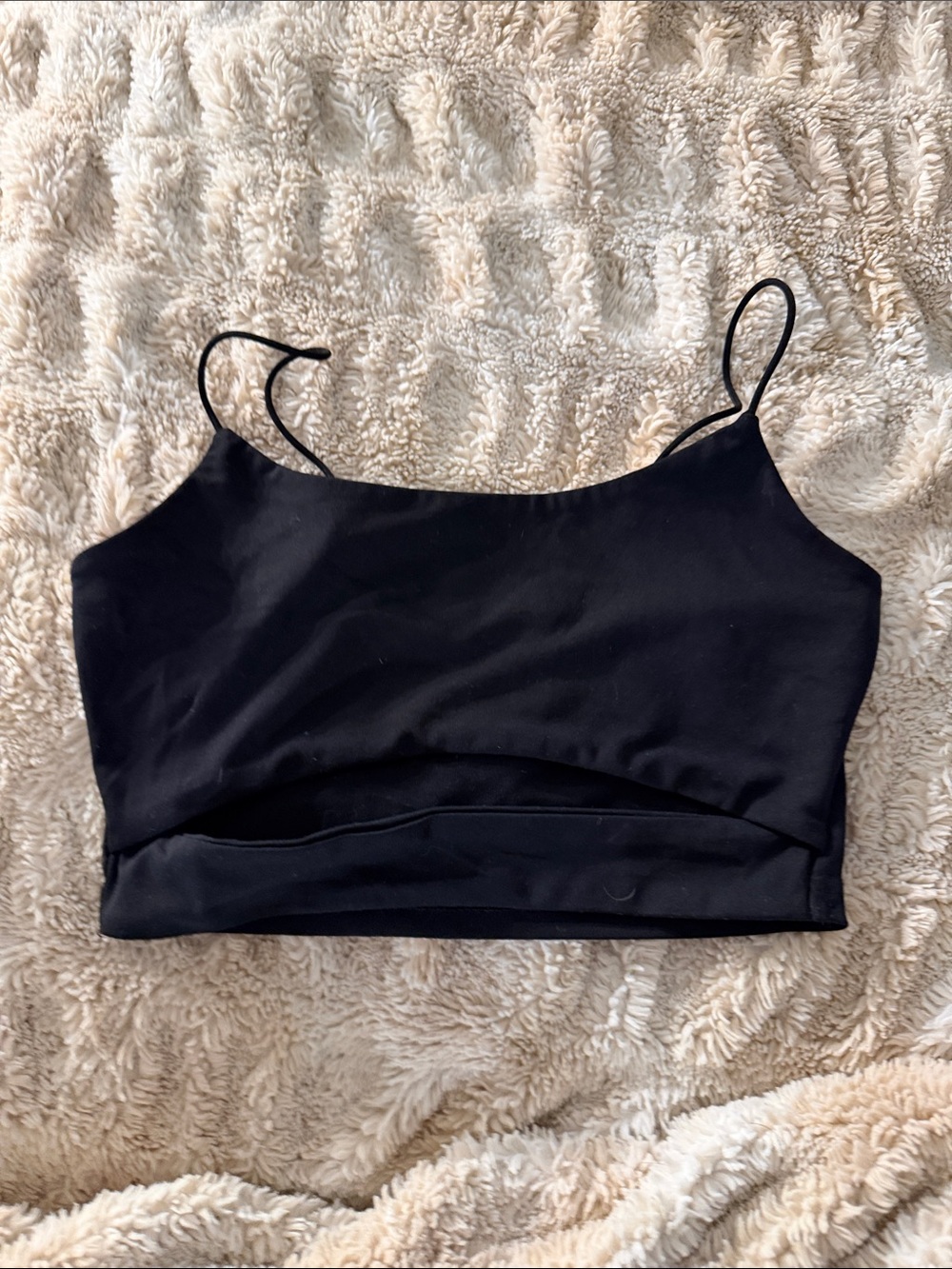 Black Spaghetti Strap Cropped Tank Top